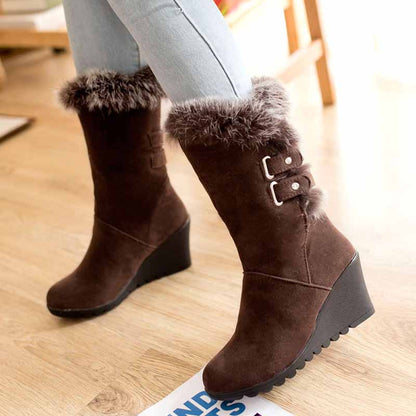 Women's suede wedge boots ankle bootie