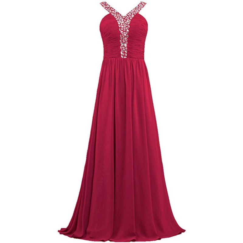 Beaded Chiffon Bridesmaid Dresses Long Evening Dress Formal Prom