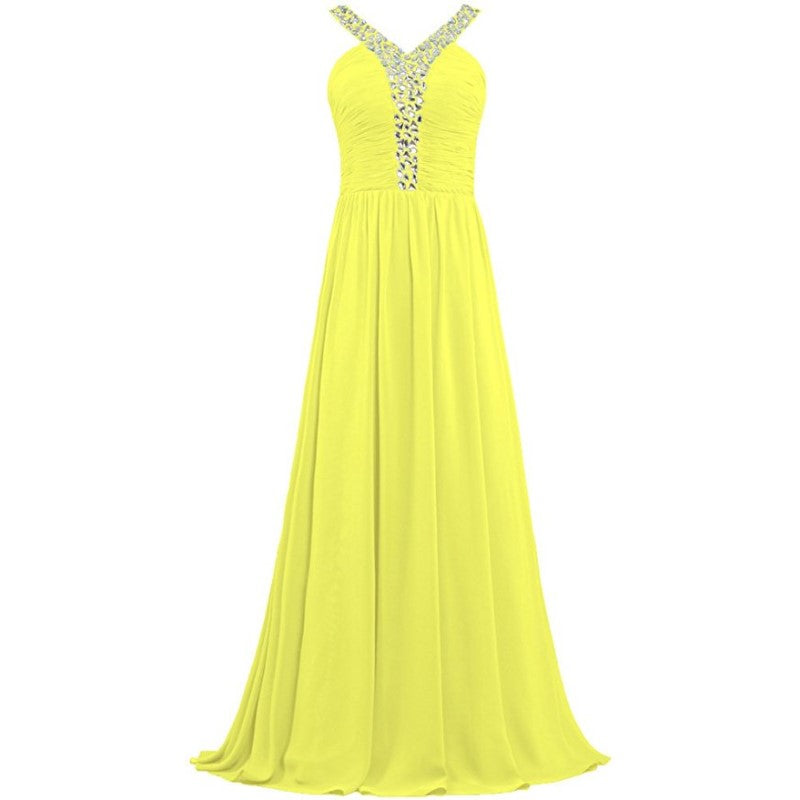 Beaded Chiffon Bridesmaid Dresses Long Evening Dress Formal Prom