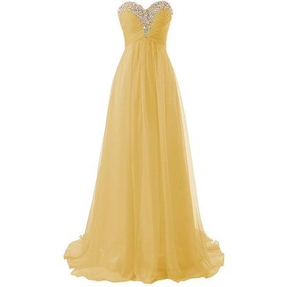 Sweetheart Bridesmaid Dresses Long Prom Chiffon Formal Evening Gowns