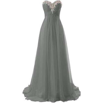Sweetheart Bridesmaid Dresses Long Prom Chiffon Formal Evening Gowns