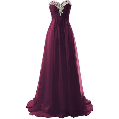 Sweetheart Bridesmaid Dresses Long Prom Chiffon Formal Evening Gowns