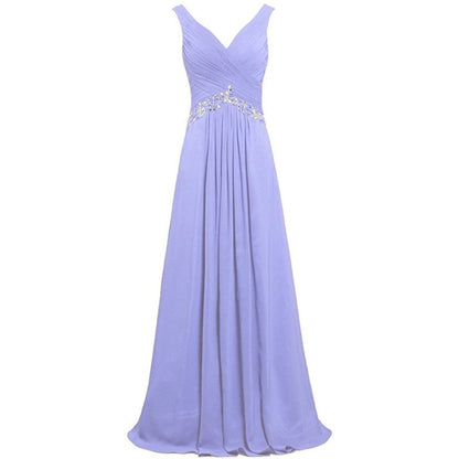 Chiffon Bridesmaid Dresses Long Formal Prom Dress Beaded Wedding Gowns