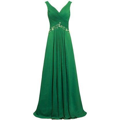 Chiffon Bridesmaid Dresses Long Formal Prom Dress Beaded Wedding Gowns