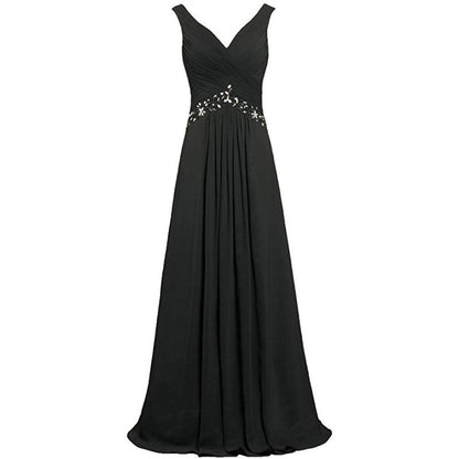 Chiffon Bridesmaid Dresses Long Formal Prom Dress Beaded Wedding Gowns