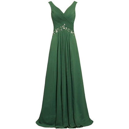 Chiffon Bridesmaid Dresses Long Formal Prom Dress Beaded Wedding Gowns