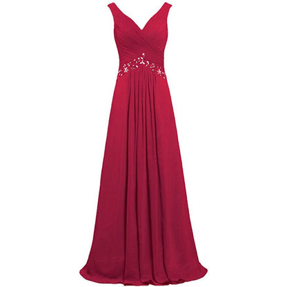 Chiffon Bridesmaid Dresses Long Formal Prom Dress Beaded Wedding Gowns