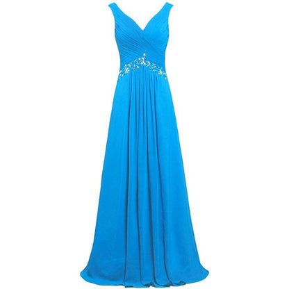 Chiffon Bridesmaid Dresses Long Formal Prom Dress Beaded Wedding Gowns