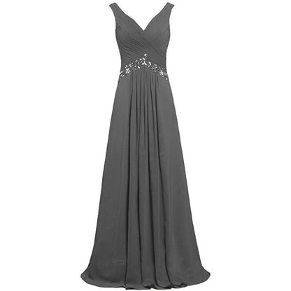 Chiffon Bridesmaid Dresses Long Formal Prom Dress Beaded Wedding Gowns