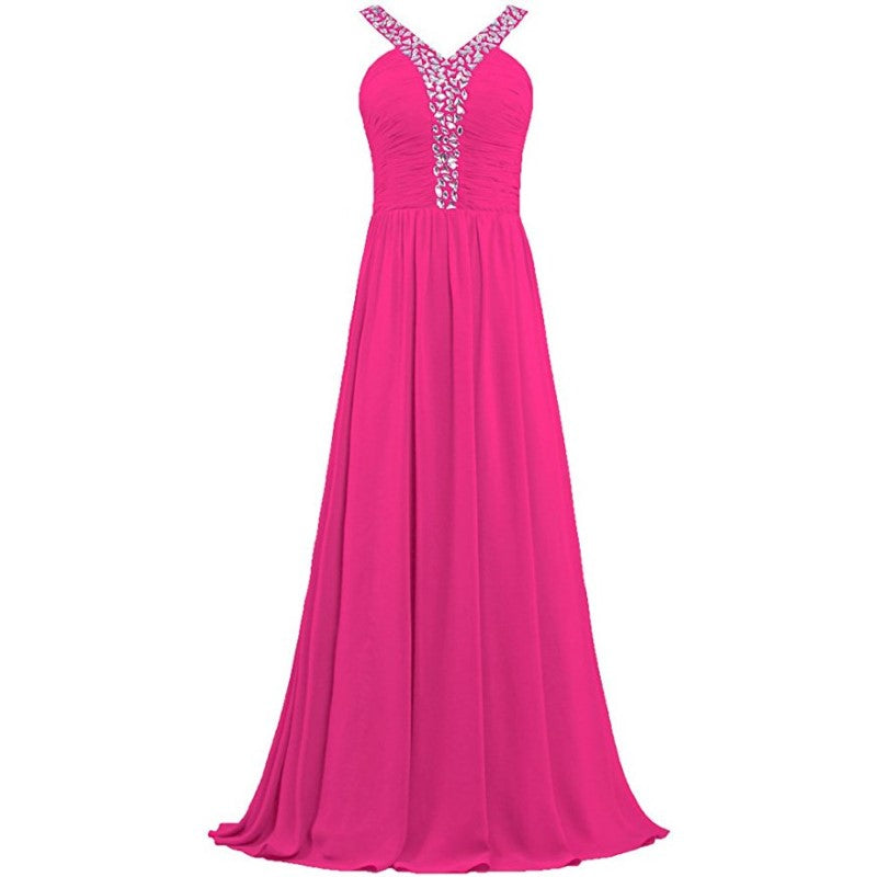 Beaded Chiffon Bridesmaid Dresses Long Evening Dress Formal Prom