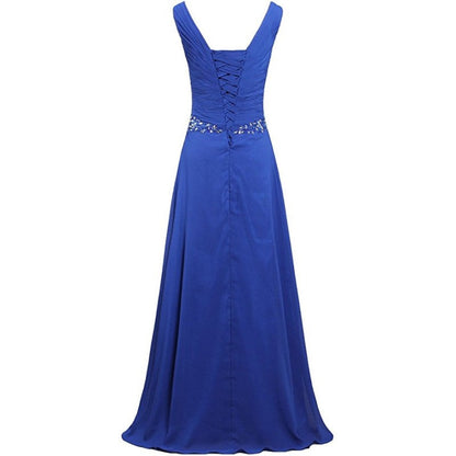 Chiffon Bridesmaid Dresses Long Formal Prom Dress Beaded Wedding Gowns