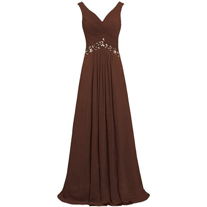 Chiffon Bridesmaid Dresses Long Formal Prom Dress Beaded Wedding Gowns
