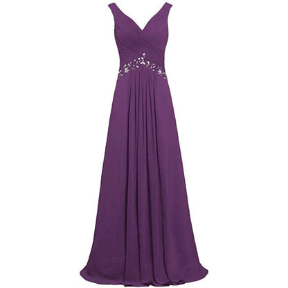 Chiffon Bridesmaid Dresses Long Formal Prom Dress Beaded Wedding Gowns