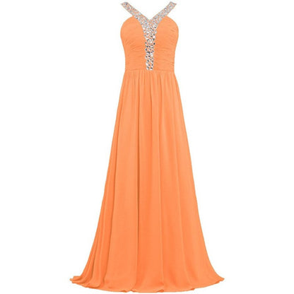 Beaded Chiffon Bridesmaid Dresses Long Evening Dress Formal Prom