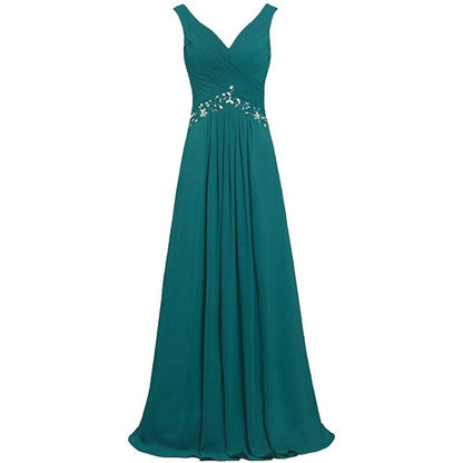 Chiffon Bridesmaid Dresses Long Formal Prom Dress Beaded Wedding Gowns