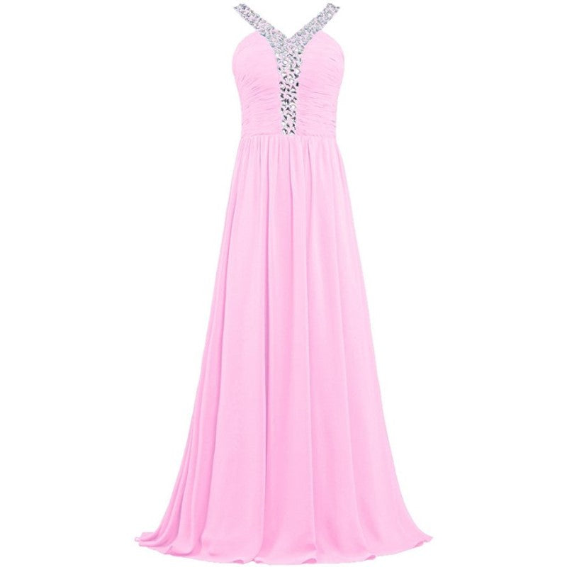 Beaded Chiffon Bridesmaid Dresses Long Evening Dress Formal Prom