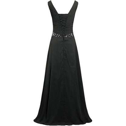 Chiffon Bridesmaid Dresses Long Formal Prom Dress Beaded Wedding Gowns