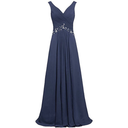 Chiffon Bridesmaid Dresses Long Formal Prom Dress Beaded Wedding Gowns