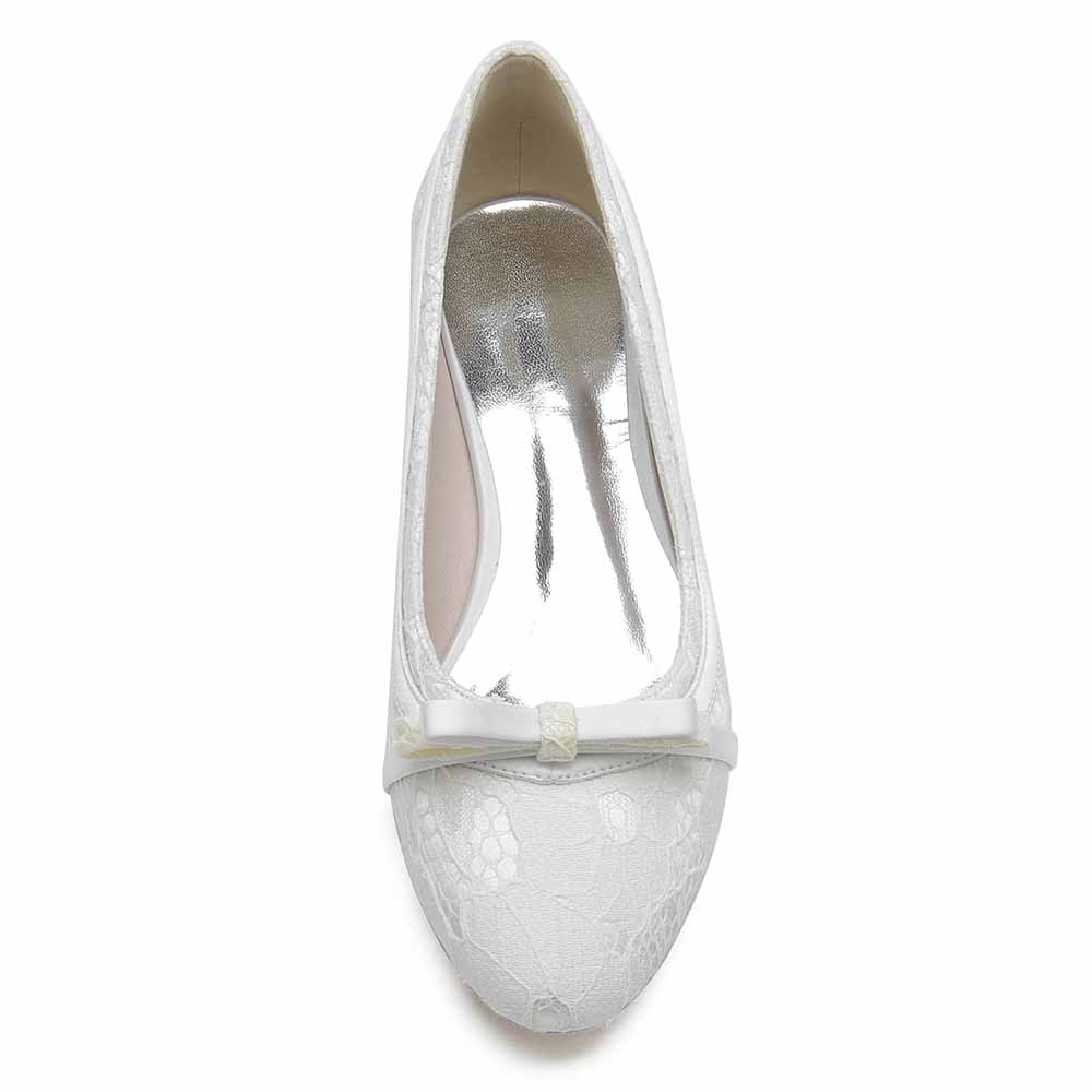 Lace Formal Flats for bride comfortable event shoes wedding shoes with Bow