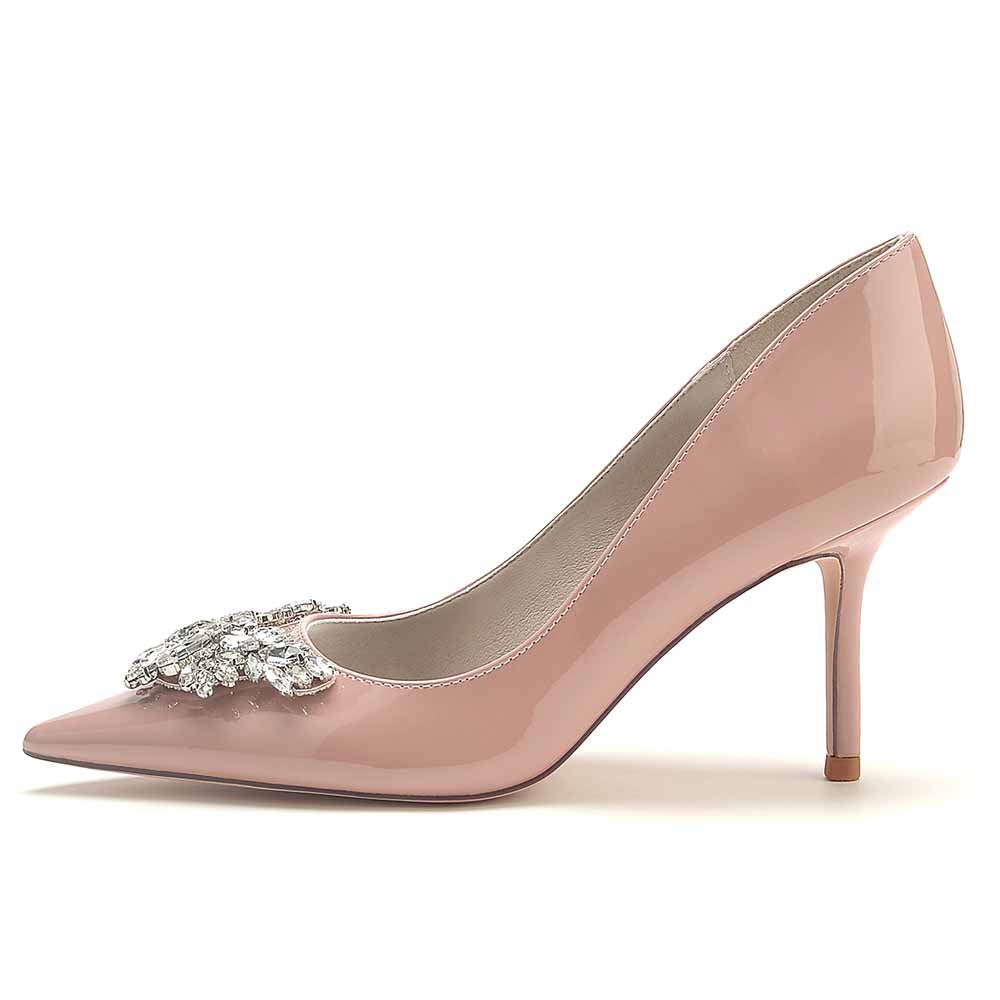 Women's Bridal Heels Low Heel Rhinestone Stiletto Wedding Shoes