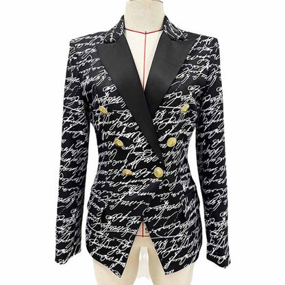 6-button Jacket with Love Letter Print Blazer