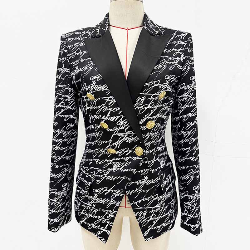 6-button Jacket with Love Letter Print Blazer