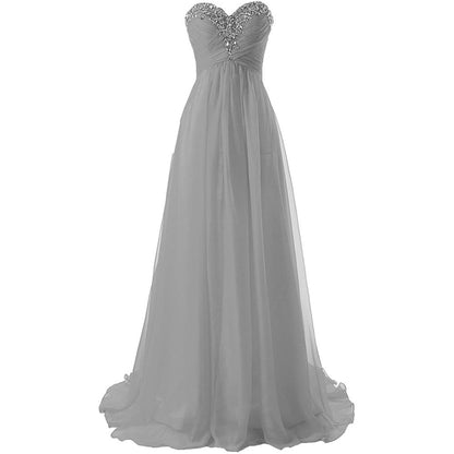 Sweetheart Bridesmaid Dresses Long Prom Chiffon Formal Evening Gowns
