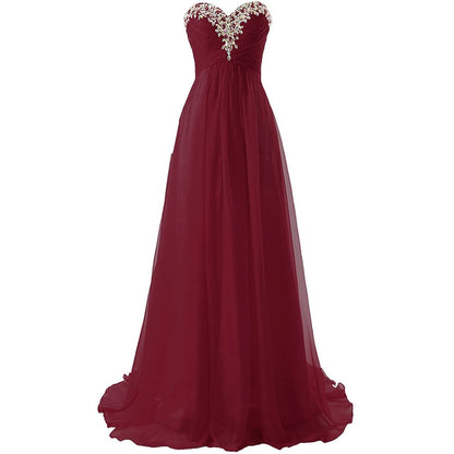 Sweetheart Bridesmaid Dresses Long Prom Chiffon Formal Evening Gowns