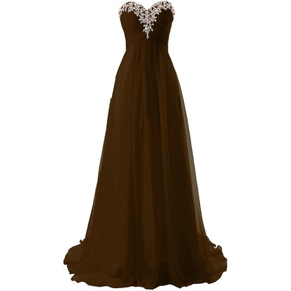 Sweetheart Bridesmaid Dresses Long Prom Chiffon Formal Evening Gowns