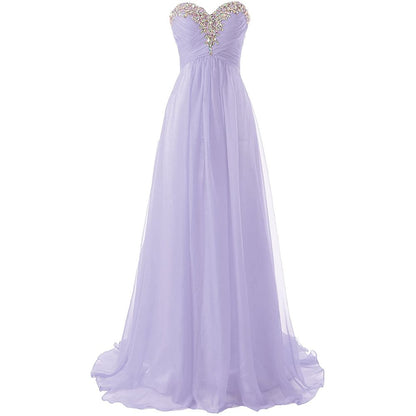 Sweetheart Bridesmaid Dresses Long Prom Chiffon Formal Evening Gowns