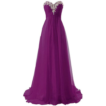 Sweetheart Bridesmaid Dresses Long Prom Chiffon Formal Evening Gowns