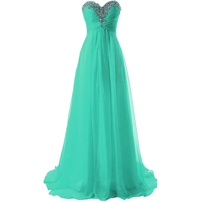 Sweetheart Bridesmaid Dresses Long Prom Chiffon Formal Evening Gowns