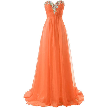 Sweetheart Bridesmaid Dresses Long Prom Chiffon Formal Evening Gowns