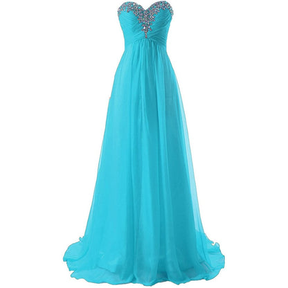 Sweetheart Bridesmaid Dresses Long Prom Chiffon Formal Evening Gowns