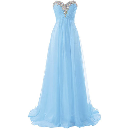 Sweetheart Bridesmaid Dresses Long Prom Chiffon Formal Evening Gowns
