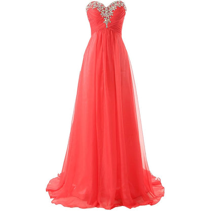 Sweetheart Bridesmaid Dresses Long Prom Chiffon Formal Evening Gowns