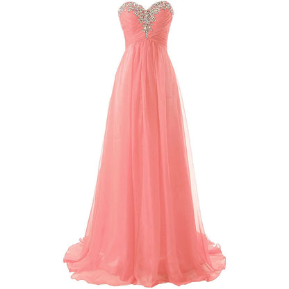 Sweetheart Bridesmaid Dresses Long Prom Chiffon Formal Evening Gowns