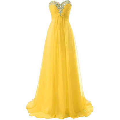 Sweetheart Bridesmaid Dresses Long Prom Chiffon Formal Evening Gowns