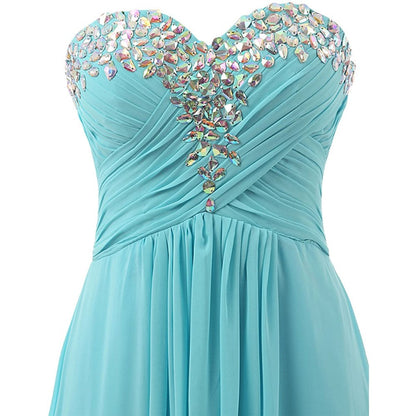 Sweetheart Bridesmaid Dresses Long Prom Chiffon Formal Evening Gowns