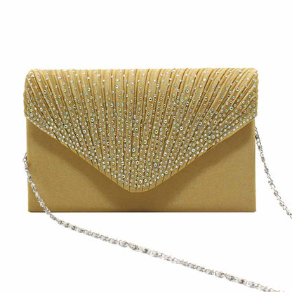 Ladies Satin Evening Clutch Purse Bag Crossbody Handbags Party Prom Wedding Envelope