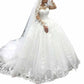 A-line Wedding Dresses Lace Applique Long Sleeves Bride Ball Gown