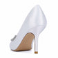 3.35" Closed Toe Wedding Shoes Satin Crystal Beaded Detail Bridal Heels