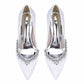 3.35" Closed Toe Wedding Shoes Satin Crystal Beaded Detail Bridal Heels