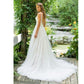 Applique V Neck Bridal Gown Sleeveless Wedding Dress