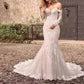 Appliques Lace Bride Gown Long Sleeves Off Shoulder Mermaid Wedding Dress