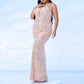 Gold Sequin Spaghetti Strap Prom Dress Plus Size Wedding Gown