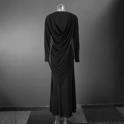 Black Long Sleeve Maxi Dress for Women, Flowy & Elegant Party Look