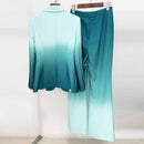Gia Ombre Blazer Set In Green
