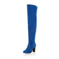 Women's Chunky Heel Suede Boots Plus Size Thigh High Boots