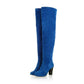 Women's Chunky Heel Suede Boots Plus Size Thigh High Boots